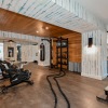 large room with gym equipment